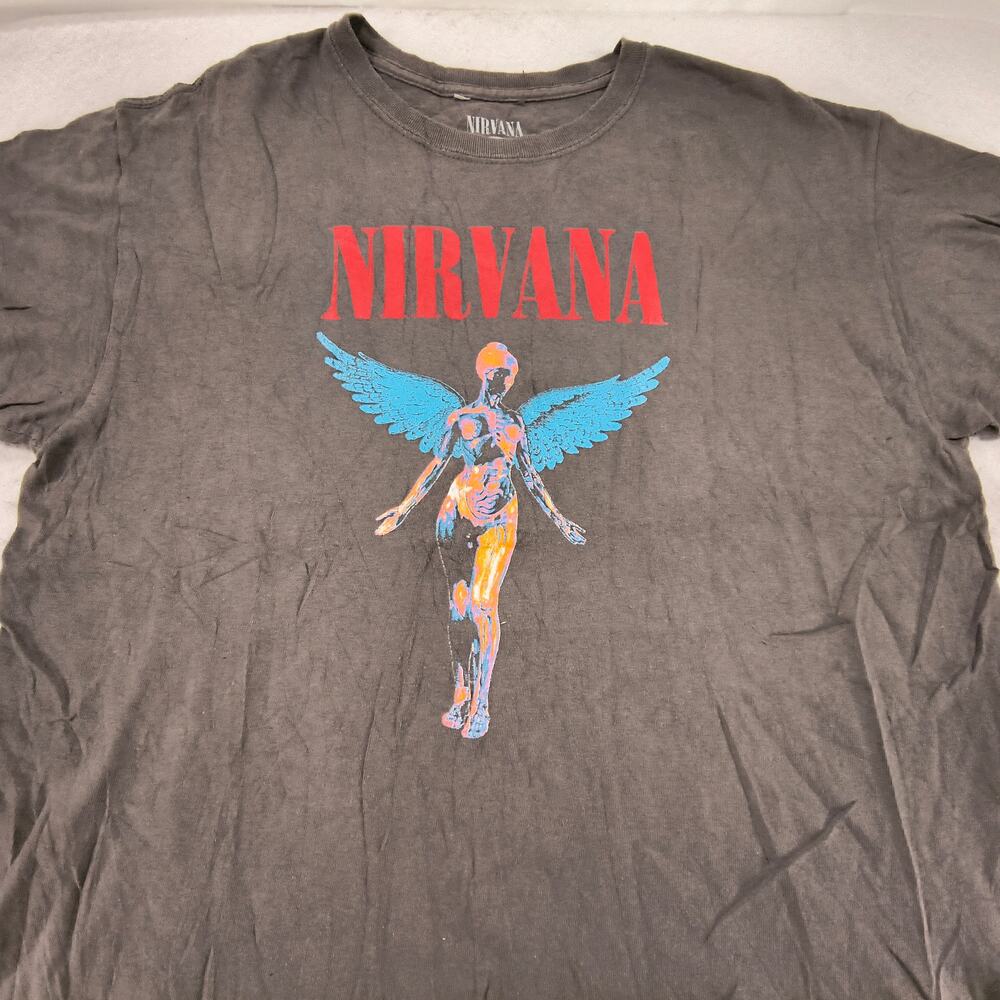 Nirvana Band Casual Crew Neck Graphic Shirt Adult Mens Size Large L Gray Red